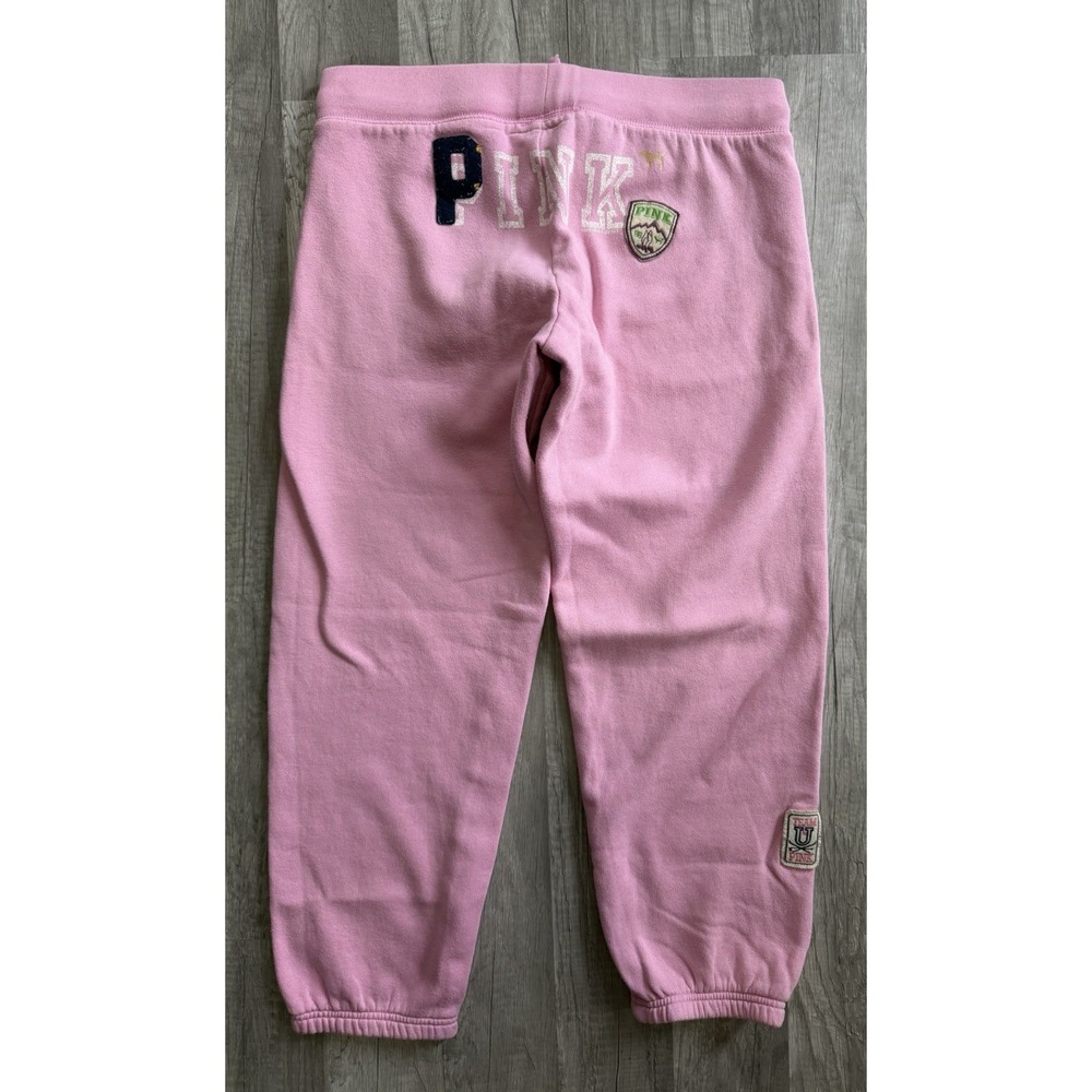 Victoria's Secret Women's 2007 Small Y2K PINK Sweatpants Pink Logo Joggers 86 - Picture 13 of 16